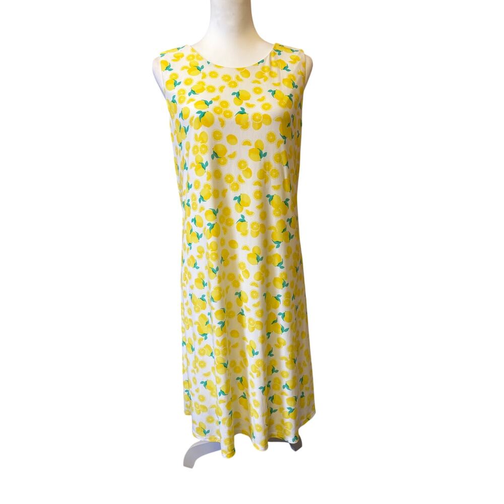 Pappagallo Lemon print sleeveless Aline dress coastal resort summer Womens XL